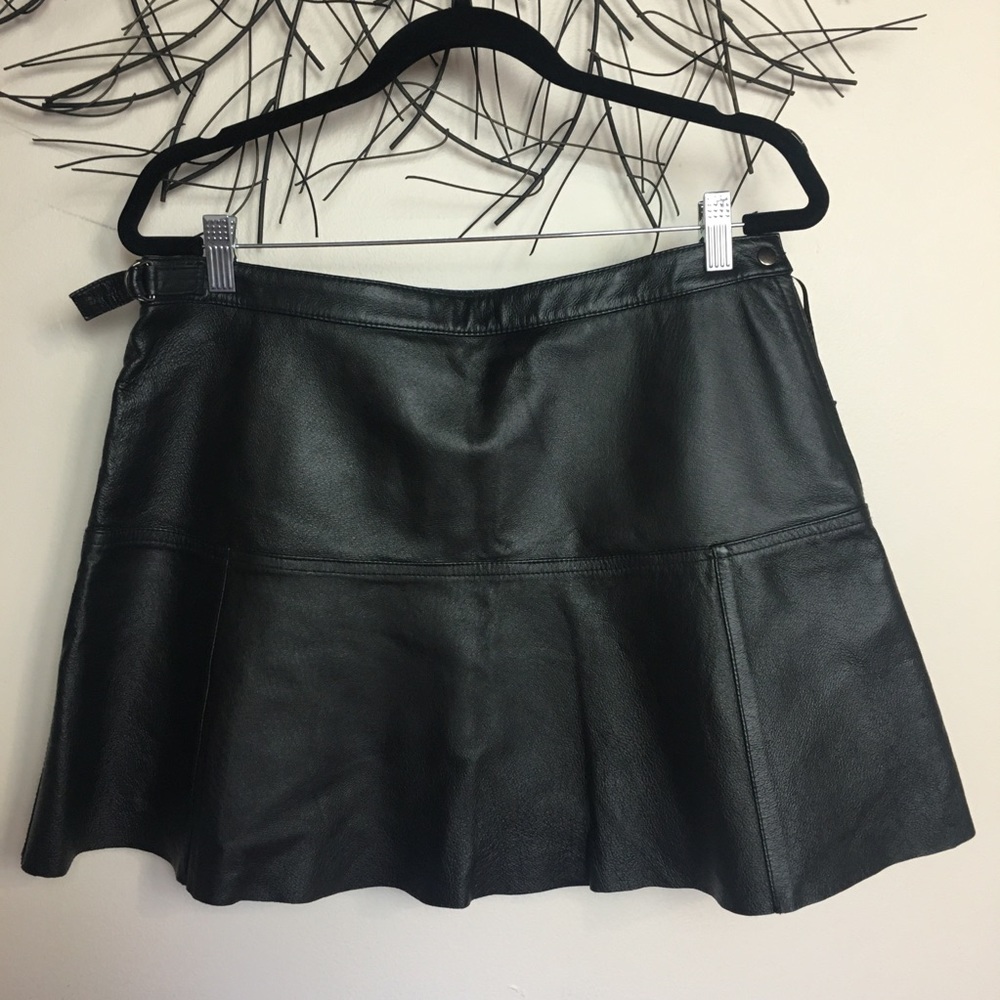 Black leather mini skater skirt from NEWPORT NEWS